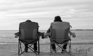relaxing in chairs BW